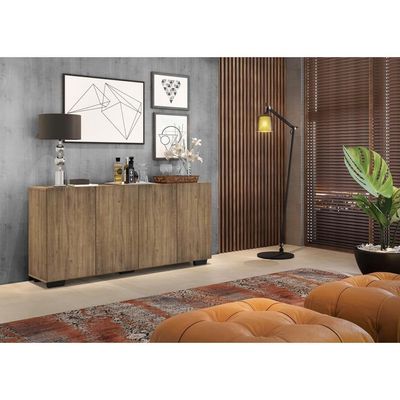Aparador Buffet Multimóveis Veneza 4 Portas Rustic/preto