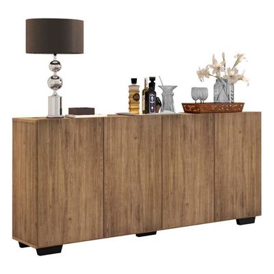 Aparador Buffet Multimóveis Veneza 4 Portas Rustic/preto