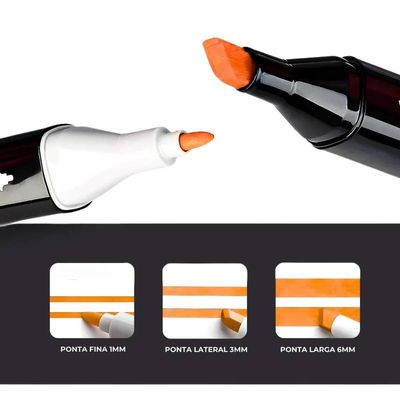 Kit Canetas Marcador Permanente Ponta Dupla 48 Cores + Bolsa