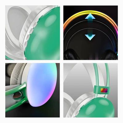 Fone de Ouvido Verde Sem Fio Bluetooth LED RGB Recarregável