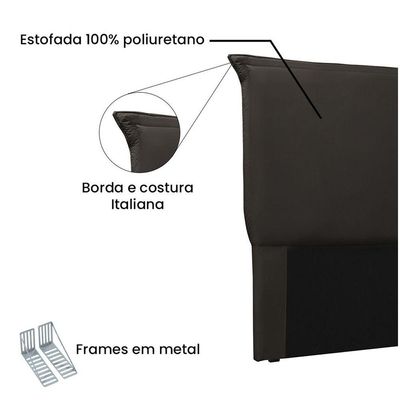 Cabeceira Garden Cama Box Solteiro 90Cm Corino Marrom