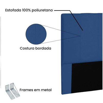 Cabeceira Arizona Cama Box Solteiro 90Cm Azul Marinho