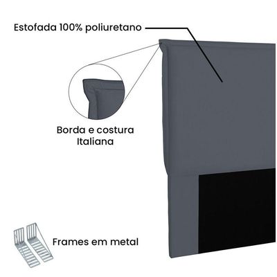 Cabeceira Garden Cama Box King 195 Cm Suede Cinza