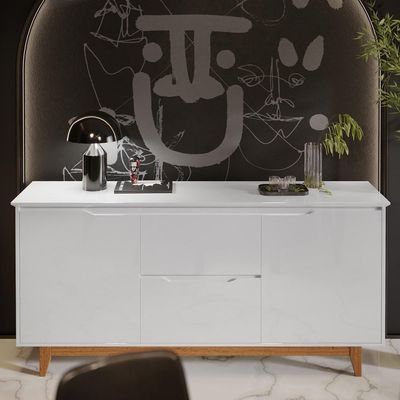 Buffet Aparador Para Sala De Jantar 163cm Flow Branco - Ej Móveis