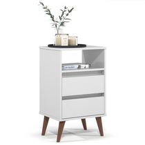 Mesa De Cabeceira Pés Retrô 2 Gavetas 43cm Roma Branco - Ej Móveis
