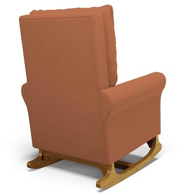 Poltrona De Amamentação E Descanso Base Madeira Balanço Brenda G05 Veludo Terracota - Mpozenato