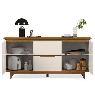 Buffet Aparador Para Sala De Jantar 163cm Flow Off/freijó - Ej Móveis