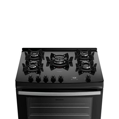 Fogão 5 Bocas Dako Supreme Black Glass Digital Bivolt