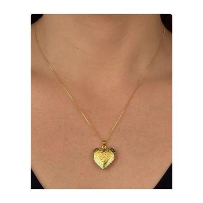 Colar Relicário Coração Pet banhado em ouro 18k - corrente 45cm + 5cm