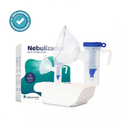 Kit Termômetro Infravermelho + Nebulizador Compacto Dellamed Branco