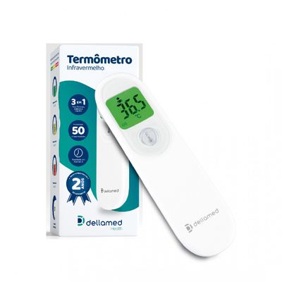 Kit Termômetro Infravermelho + Nebulizador Compacto Dellamed Branco