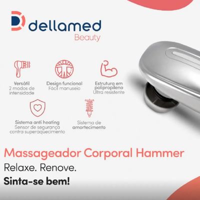 Massageador Corporal Hammer com 5 Discos Massageadores Dellamed Branco / 220V