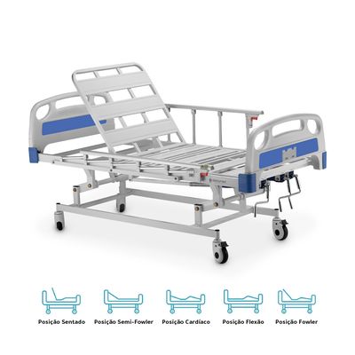 Cama Hospitalar DX3 5 Posições até 200 Kg Dellamed Branco