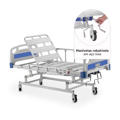 Cama Hospitalar DX3 5 Posições até 200 Kg Dellamed Branco