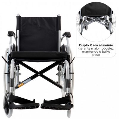 Cadeira de Rodas em Alumínio Dobrável D600 com Apoio de Cabeça Dellamed T44 Preto