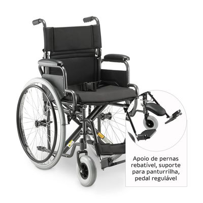 Cadeira de Rodas Aço Dobrável até 120 Kg Tamanho 40 D400 Dellamed Preto