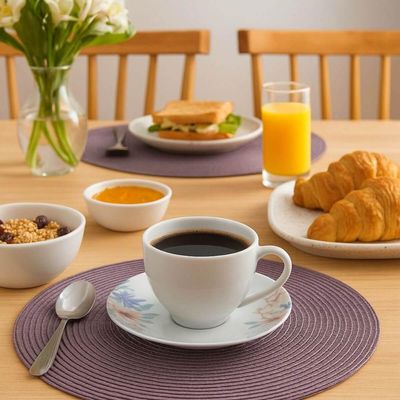 Jogo 12 Xícaras com Pires Café Chá em Porcelana Tramontina Floratta 250ml Servir Padaria Cafeteria