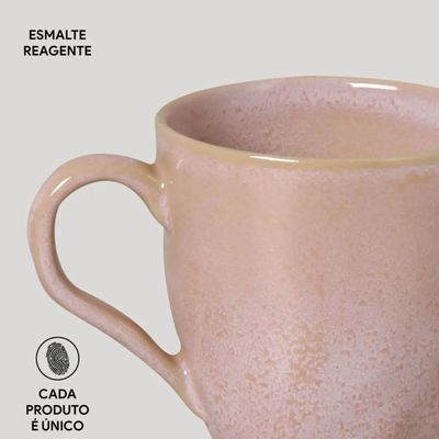 Jogo 6 Canecas Rosas 273ml Cerâmica Xícaras Chá Porto Brasil Litchi Degrade