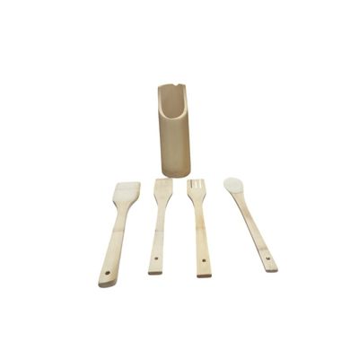 Kit 5 Peças Utensílio de Cozinha de Bambu