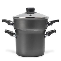 Cozi Vapor Cuscuzeira Multiflon Antiaderente de Alumínio e Tampa de Vidro 14cm - Preta