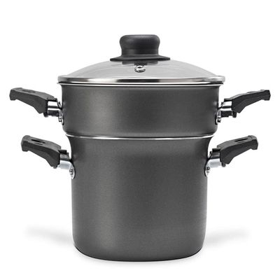 Cozi Vapor Cuscuzeira Multiflon Antiaderente de Alumínio e Tampa de Vidro 14cm - Preta