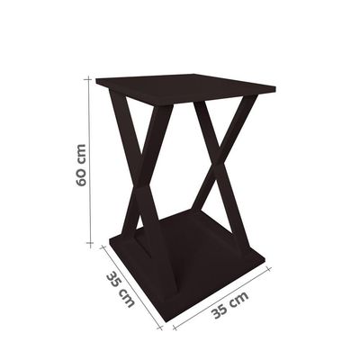 Mesa X Lateral de Apoio ou Mesa de Cabeceira Preto Laca