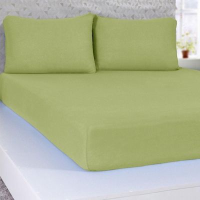 Lençol Queen Serena Malha 100% Algodão 158x198x35cm Verde