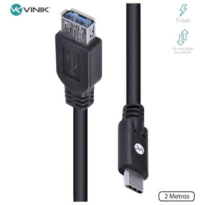 Cabo Usb Tipo C Para Extensor Usb A Femea V3.2 Gen1 5gbps 2 Metros - C32uaf-2