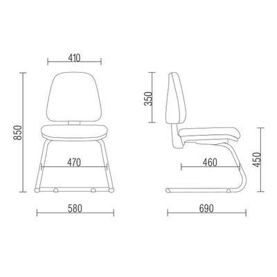 Cadeira Para Escritório Sky L02 Fixa Crepe Preto - Lyam Decor