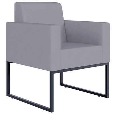 Kit 04 Poltronas Decorativas para Sala Recepção Base Fixa De Metal Helô L02 Suede Cinza - Lyam Decor