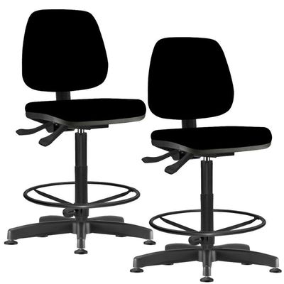 Kit 02 Cadeiras Caixa Alta Giratória Job L02 Crepe Preto - Lyam Decor