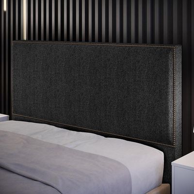 Cabeceira Cama Box Casal Com Tachas 140 Cm Vicenza L02 Linho Chumbo - Lyam Decor