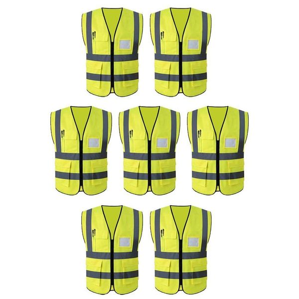 Colete Refletivo Sinalizador Epi Kit 7 Unidades Segurança Trabalho Fluorescente Proteçao Obras