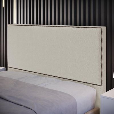 Cabeceira Box Casal King Com Tachas 195 cm Vicenza L02 Bouclê Creme - Lyam Decor