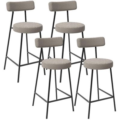 Kit 04 Banquetas Baixa Para Cozinha Sala De Jantar Bar Bancada Milão L02 Bouclê Creme - Lyam Decor