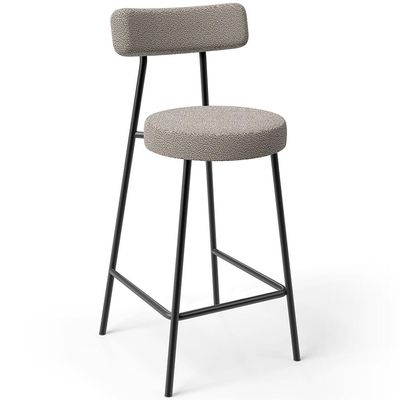 Kit 04 Banquetas Baixa Para Cozinha Sala De Jantar Bar Bancada Milão L02 Bouclê Creme - Lyam Decor