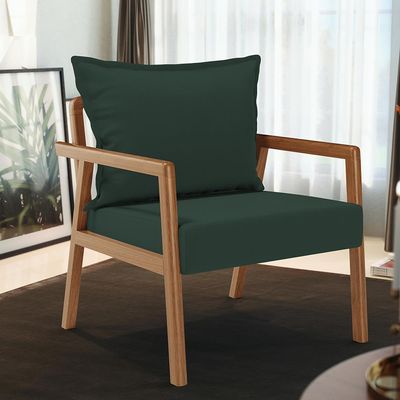 Kit 02 Poltronas Decorativa Para Sala de Estar Alícia B04 Suede Verde Musgo - Lyam Decor