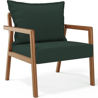 Kit 02 Poltronas Decorativa Para Sala de Estar Alícia B04 Suede Verde Musgo - Lyam Decor