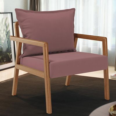 Kit 02 Poltronas Decorativa Para Sala de Estar Alícia B04 Suede Rosê - Lyam Decor