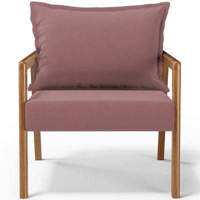 Kit 02 Poltronas Decorativa Para Sala de Estar Alícia B04 Suede Rosê - Lyam Decor