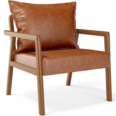 Kit 02 Poltronas Decorativa Para Sala de Estar Alícia B04 Couríssimo Camel - Lyam Decor