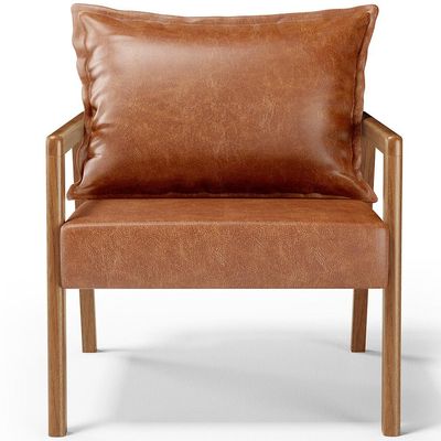 Kit 02 Poltronas Decorativa Para Sala de Estar Alícia B04 Couríssimo Camel - Lyam Decor