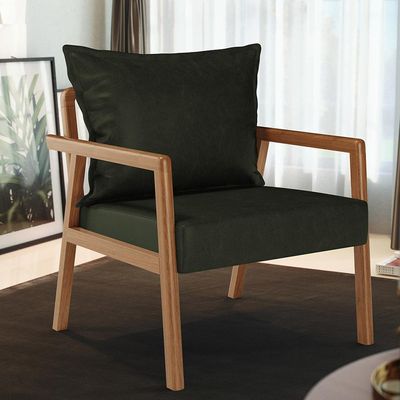 Kit 02 Poltronas Decorativa Para Sala de Estar Alícia B04 Couríssimo Verde Musgo - Lyam Decor