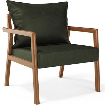 Kit 02 Poltronas Decorativa Para Sala de Estar Alícia B04 Couríssimo Verde Musgo - Lyam Decor