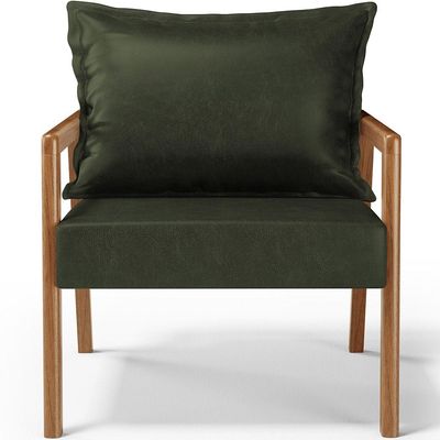 Kit 02 Poltronas Decorativa Para Sala de Estar Alícia B04 Couríssimo Verde Musgo - Lyam Decor
