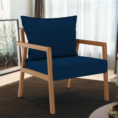 Kit 02 Poltronas Decorativa Para Sala de Estar Alícia B04 Suede Azul Marinho - Lyam Decor