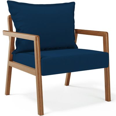 Kit 02 Poltronas Decorativa Para Sala de Estar Alícia B04 Suede Azul Marinho - Lyam Decor