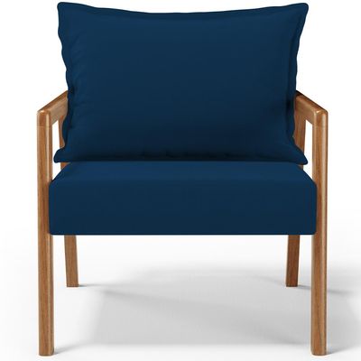 Kit 02 Poltronas Decorativa Para Sala de Estar Alícia B04 Suede Azul Marinho - Lyam Decor