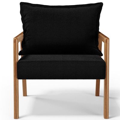 Kit 02 Poltronas Decorativa Para Sala de Estar Alícia B04 Bouclê Preto - Lyam Decor