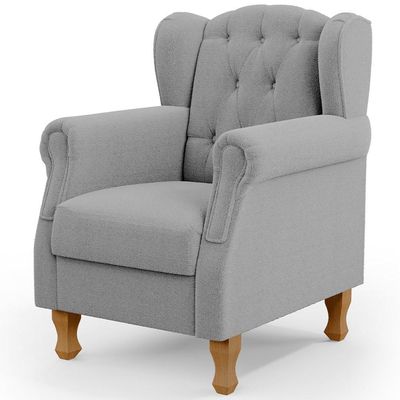 Poltrona de Amamentação Yara P02 Com Puff Paris Luis Xv L02 Bouclê Cinza - Lyam Decor